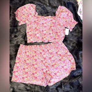 Disney Cottage Core princess collection Floral Pink plus sizeTwo-Piece Set